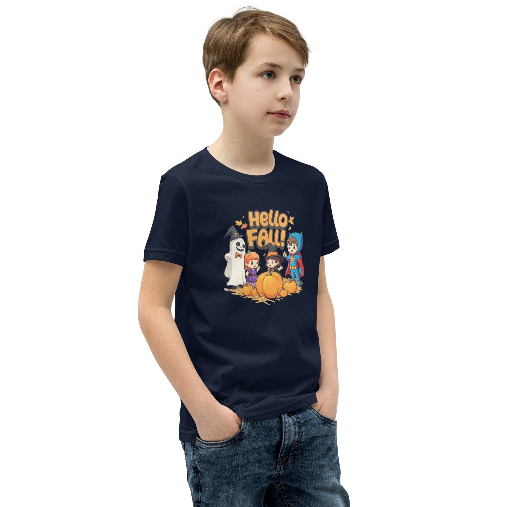 Hello Fall Youth Short Sleeve T-Shirt  from Rare Plus Apparel – unique movie & pop culture inspired design.