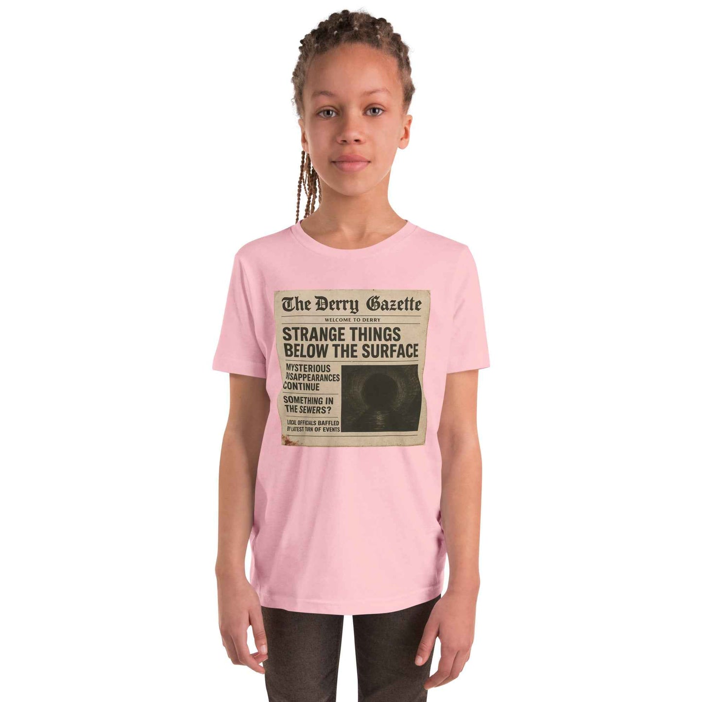 The Derry Gazette “Strange Things Below the Surface” Youth Short Sleeve T-Shirt