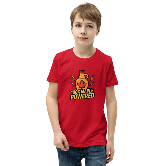 100% Maple Powered Youth Short Sleeve T-Shirt  from Rare Plus Apparel – unique movie & pop culture inspired design.
