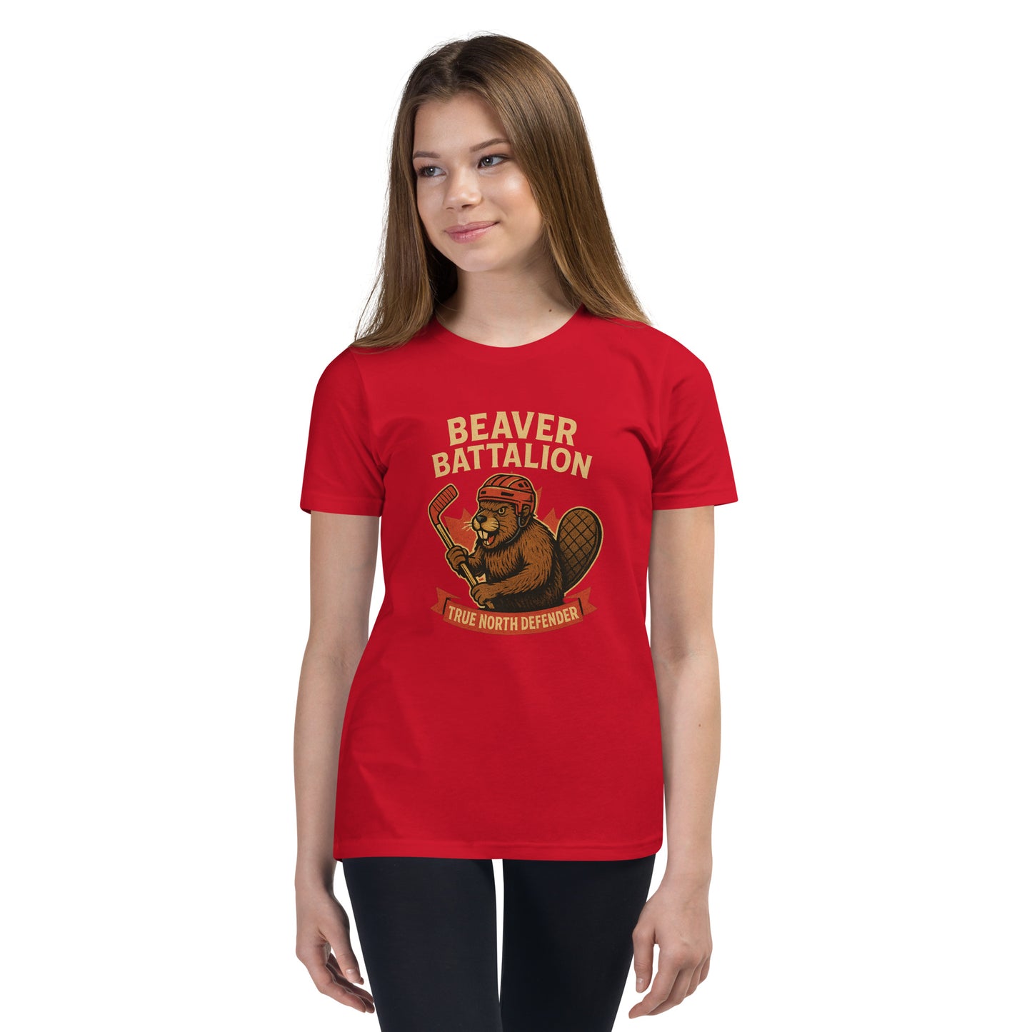 Beaver Battalion – True North Defender Youth Short Sleeve T-Shirt  from Rare Plus Apparel – unique movie & pop culture inspired design.