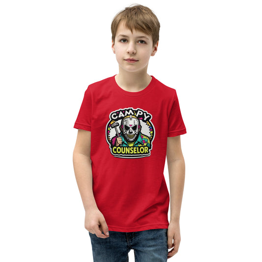 Campy Counselor Youth Short Sleeve T-Shirt  from Rare Plus Apparel – unique movie & pop culture inspired design.