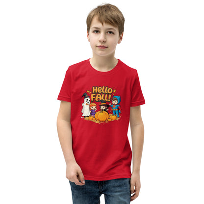 Hello Fall Youth Short Sleeve T-Shirt  from Rare Plus Apparel – unique movie & pop culture inspired design.