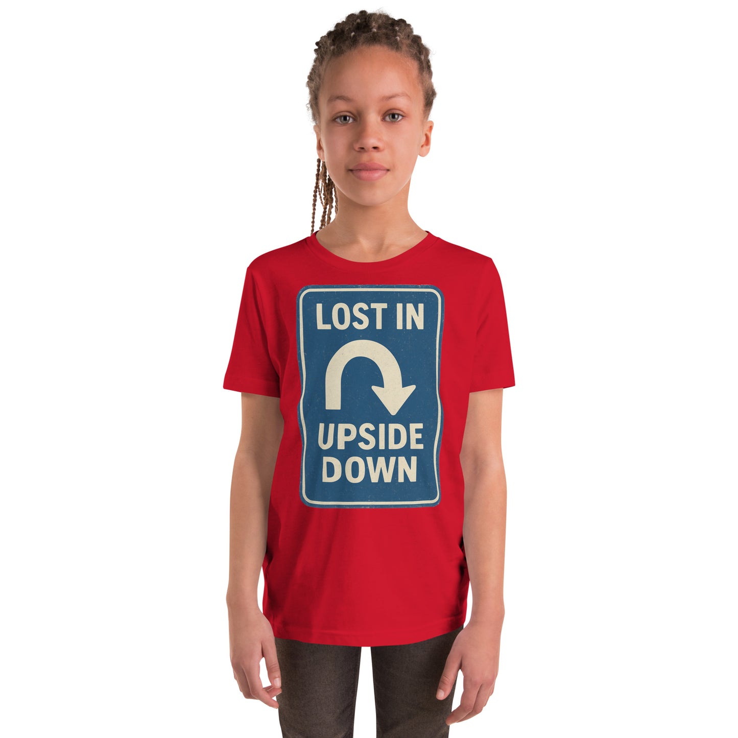 Lost in the Upside Down Youth Short Sleeve T-Shirt  from Rare Plus Apparel – unique movie & pop culture inspired design.