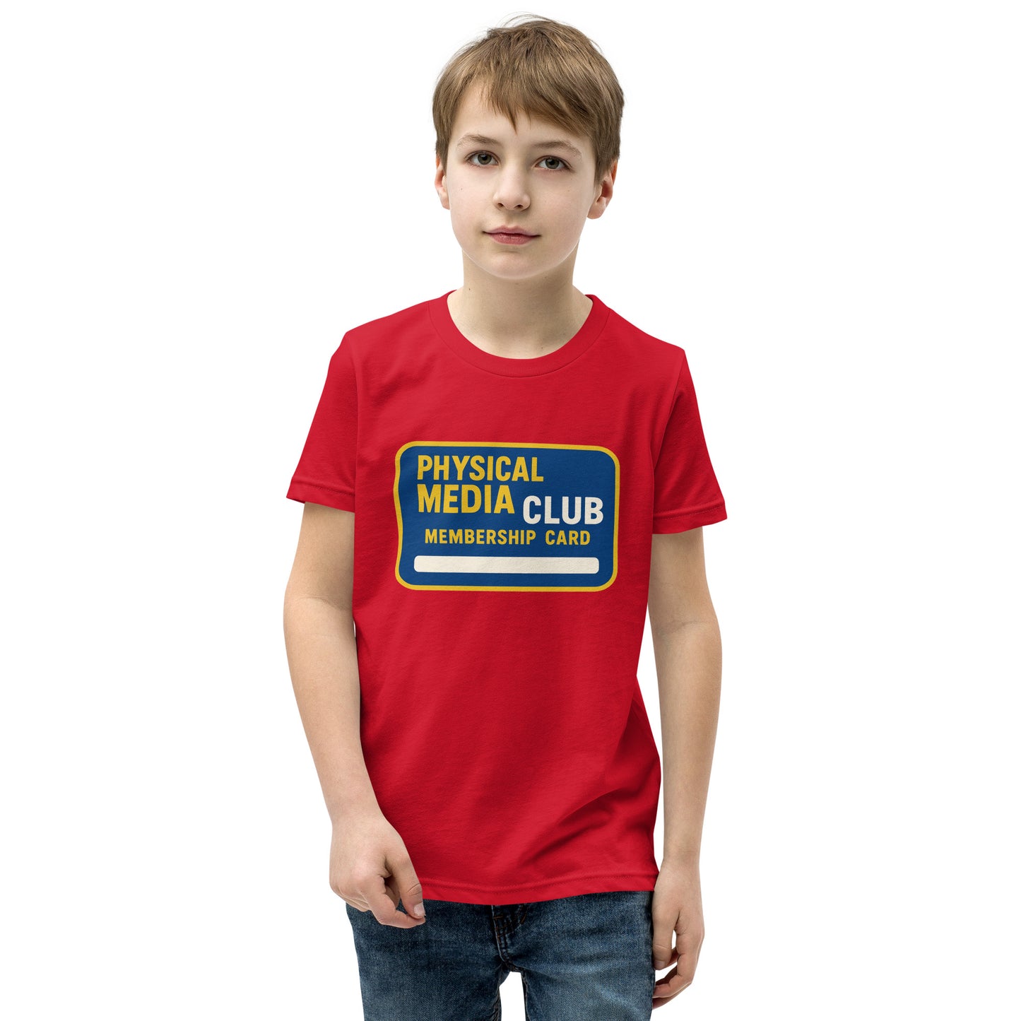 Physical Media Club Youth Short Sleeve T-Shirt  from Rare Plus Apparel – unique movie & pop culture inspired design.