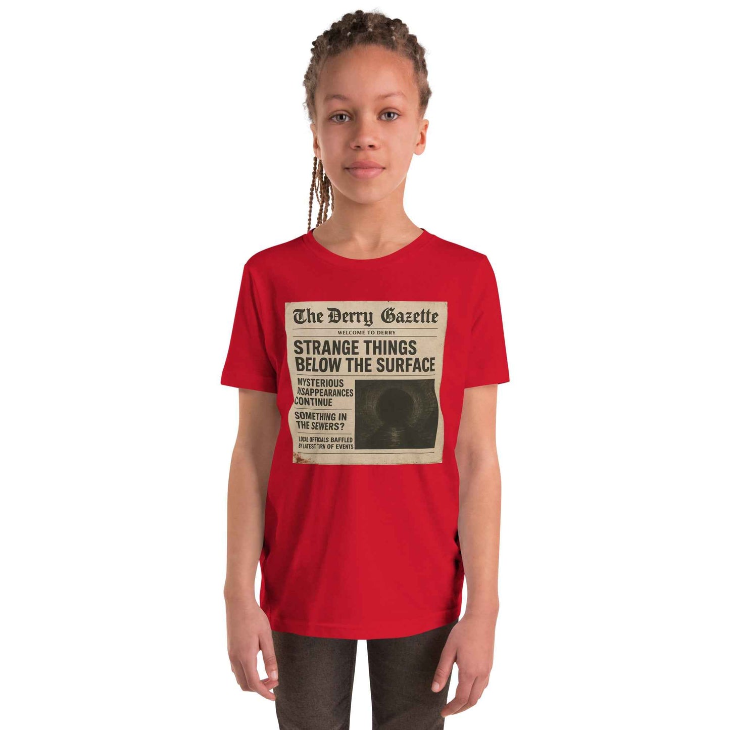The Derry Gazette “Strange Things Below the Surface” Youth Short Sleeve T-Shirt