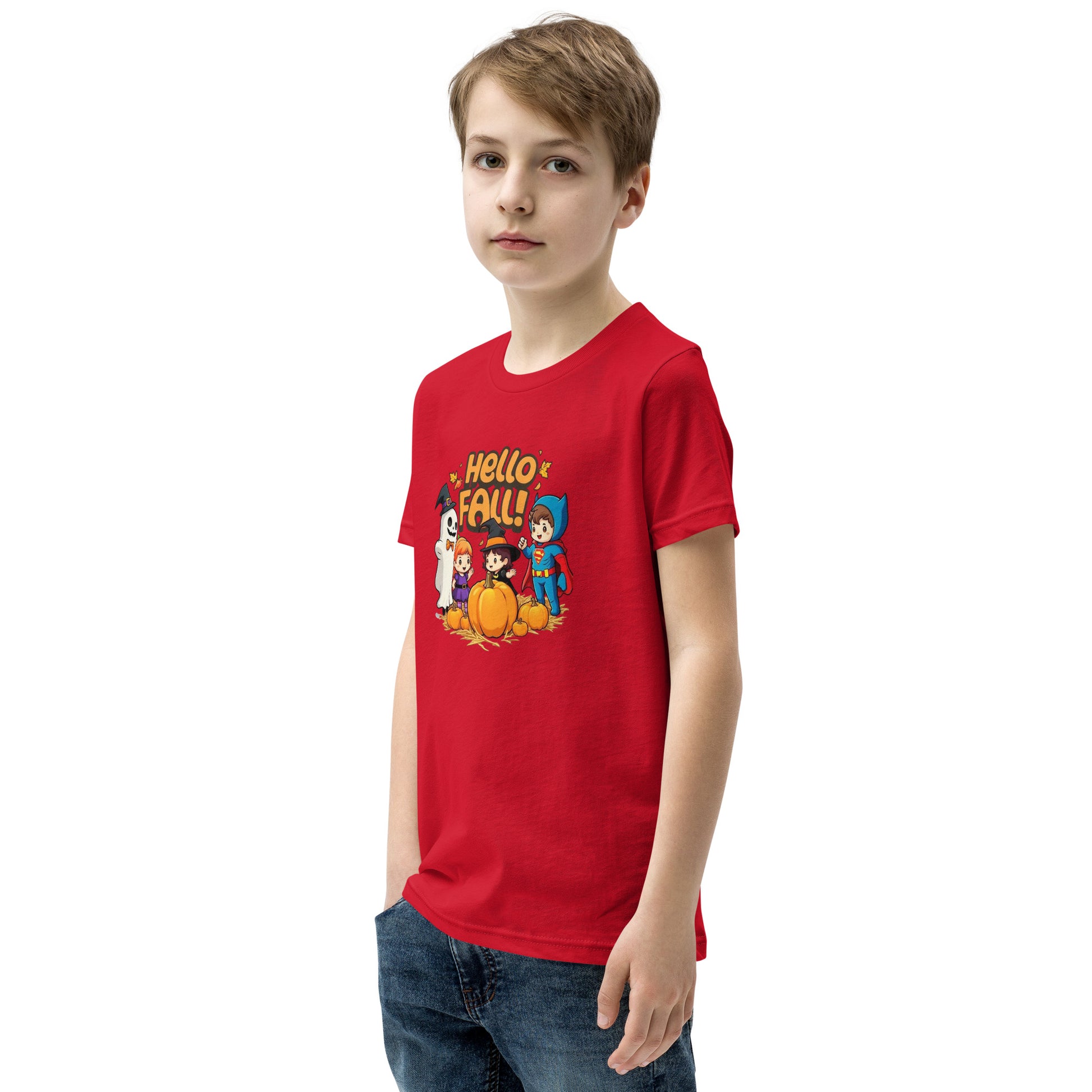 Hello Fall Youth Short Sleeve T-Shirt  from Rare Plus Apparel – unique movie & pop culture inspired design.