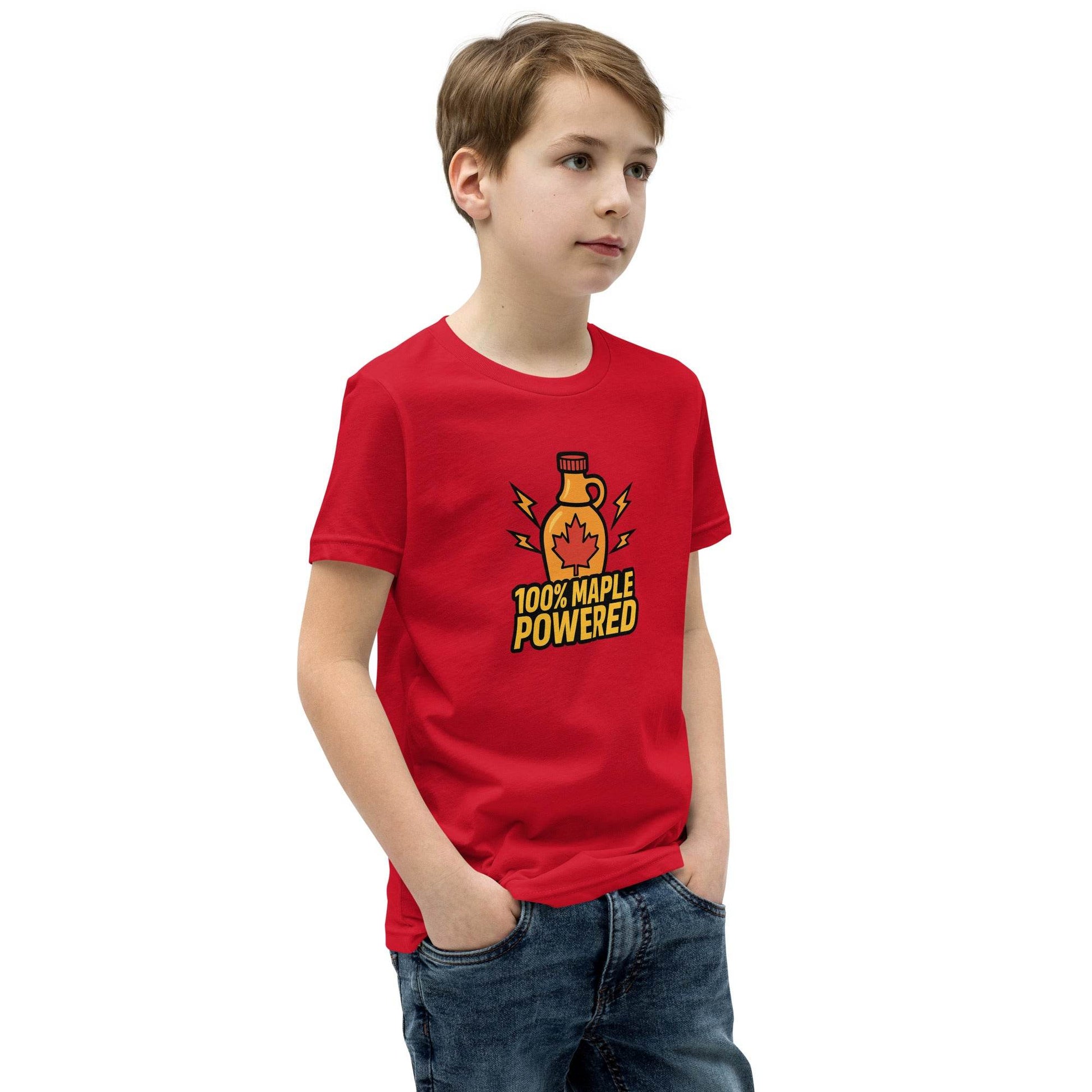100% Maple Powered Youth Short Sleeve T-Shirt  from Rare Plus Apparel – unique movie & pop culture inspired design.