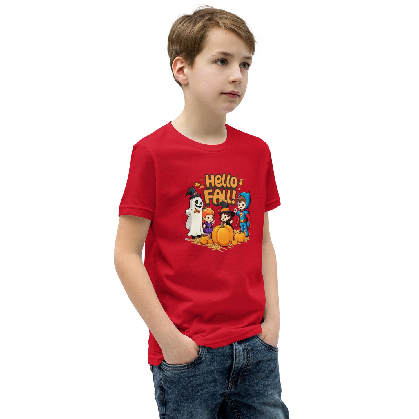 Hello Fall Youth Short Sleeve T-Shirt  from Rare Plus Apparel – unique movie & pop culture inspired design.