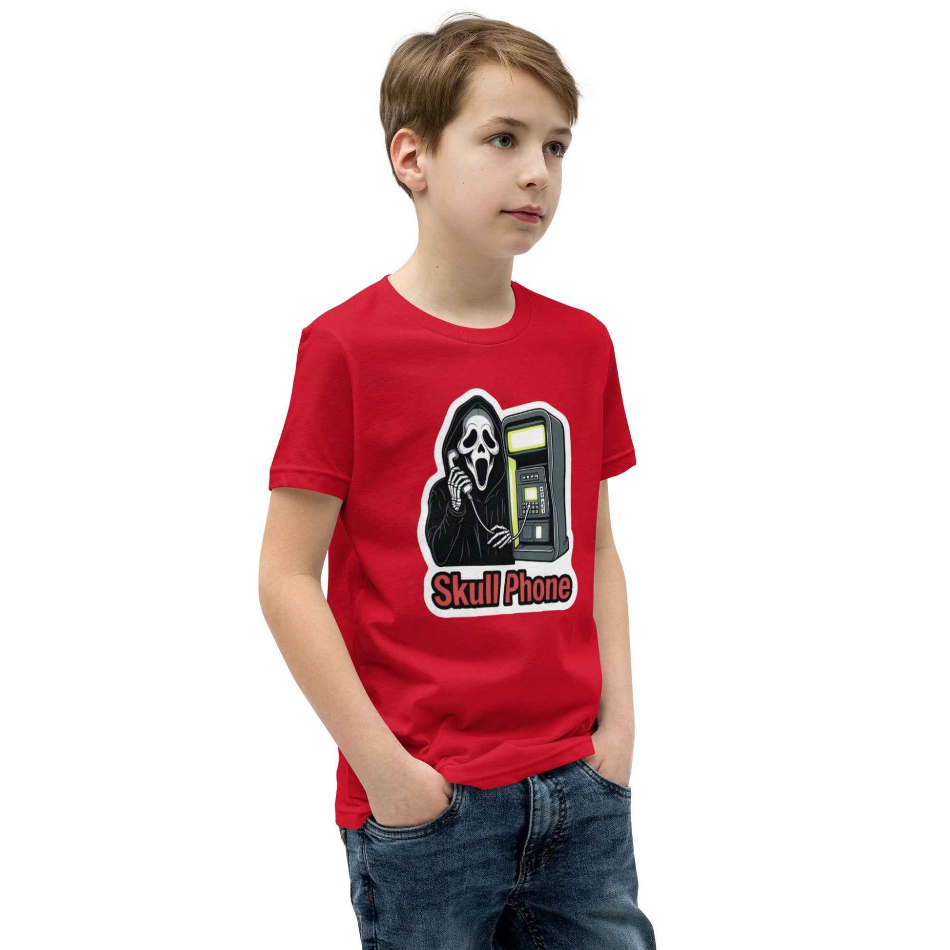 Skull Phone Skeleton Youth Short Sleeve T-Shirt