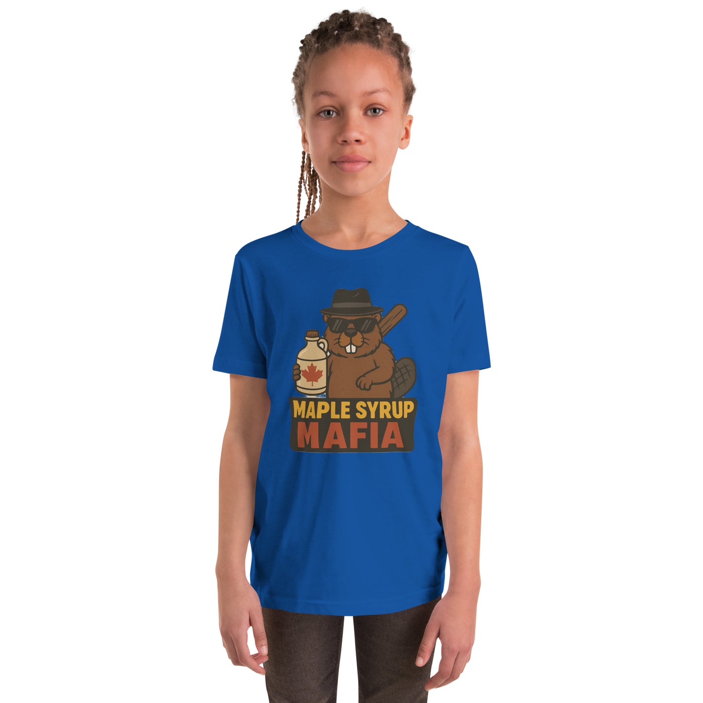 Maple Syrup Mafia Youth Short Sleeve T-Shirt  from Rare Plus Apparel – unique movie & pop culture inspired design.