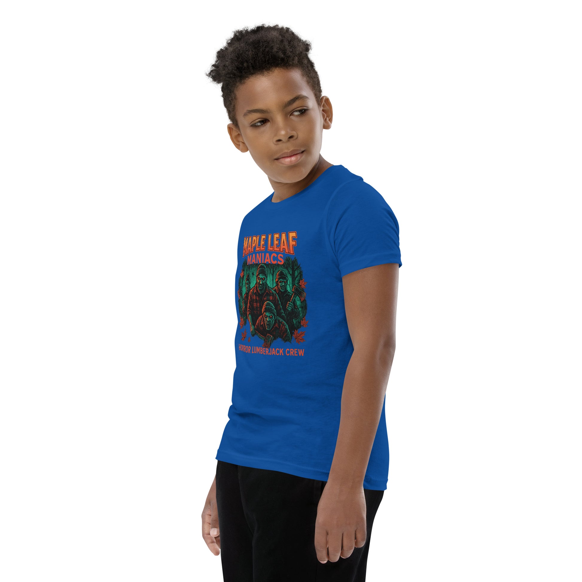 Maple Leaf Maniacs Youth Short Sleeve T-Shirt  from Rare Plus Apparel – unique movie & pop culture inspired design.