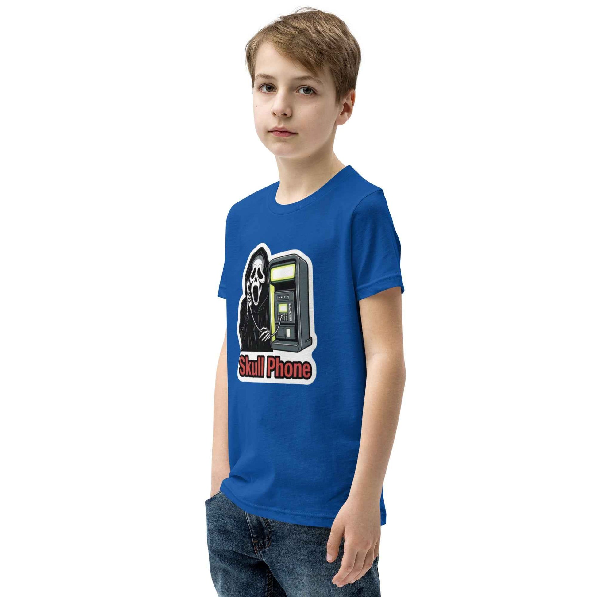 Skull Phone Skeleton Youth Short Sleeve T-Shirt