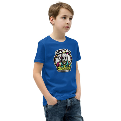 Campy Counselor Youth Short Sleeve T-Shirt  from Rare Plus Apparel – unique movie & pop culture inspired design.