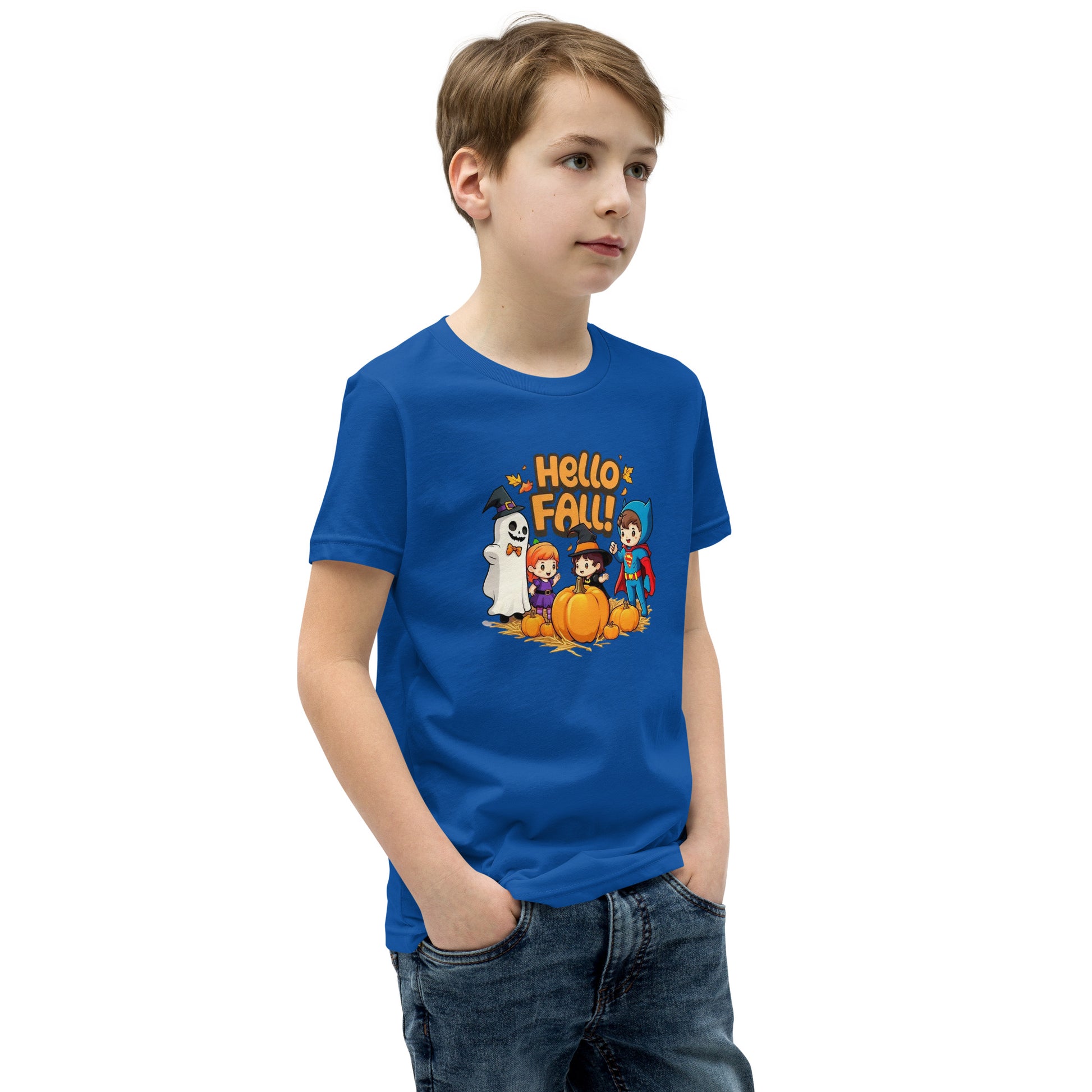 Hello Fall Youth Short Sleeve T-Shirt  from Rare Plus Apparel – unique movie & pop culture inspired design.