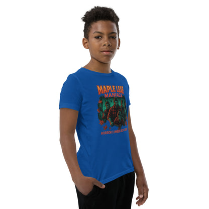 Maple Leaf Maniacs Youth Short Sleeve T-Shirt  from Rare Plus Apparel – unique movie & pop culture inspired design.