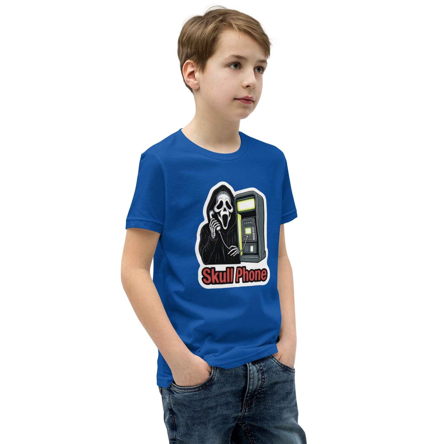 Skull Phone Skeleton Youth Short Sleeve T-Shirt