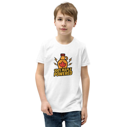 100% Maple Powered Youth Short Sleeve T-Shirt  from Rare Plus Apparel – unique movie & pop culture inspired design.