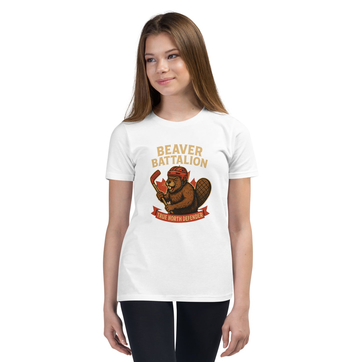 Beaver Battalion – True North Defender Youth Short Sleeve T-Shirt  from Rare Plus Apparel – unique movie & pop culture inspired design.