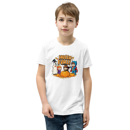 Hello Fall Youth Short Sleeve T-Shirt  from Rare Plus Apparel – unique movie & pop culture inspired design.