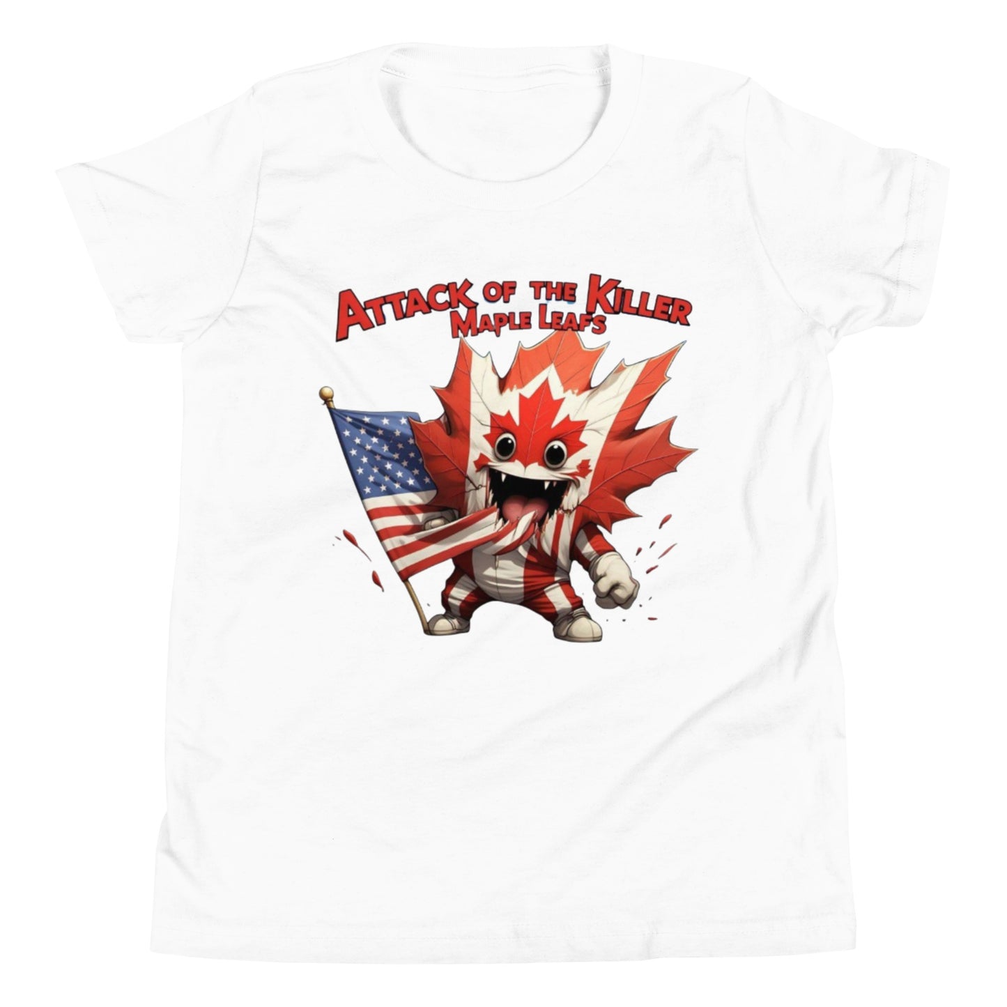 Maple Mayhem Youth Short Sleeve T-Shirt  from Rare Plus Apparel – unique movie & pop culture inspired design.