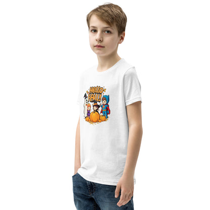Hello Fall Youth Short Sleeve T-Shirt  from Rare Plus Apparel – unique movie & pop culture inspired design.