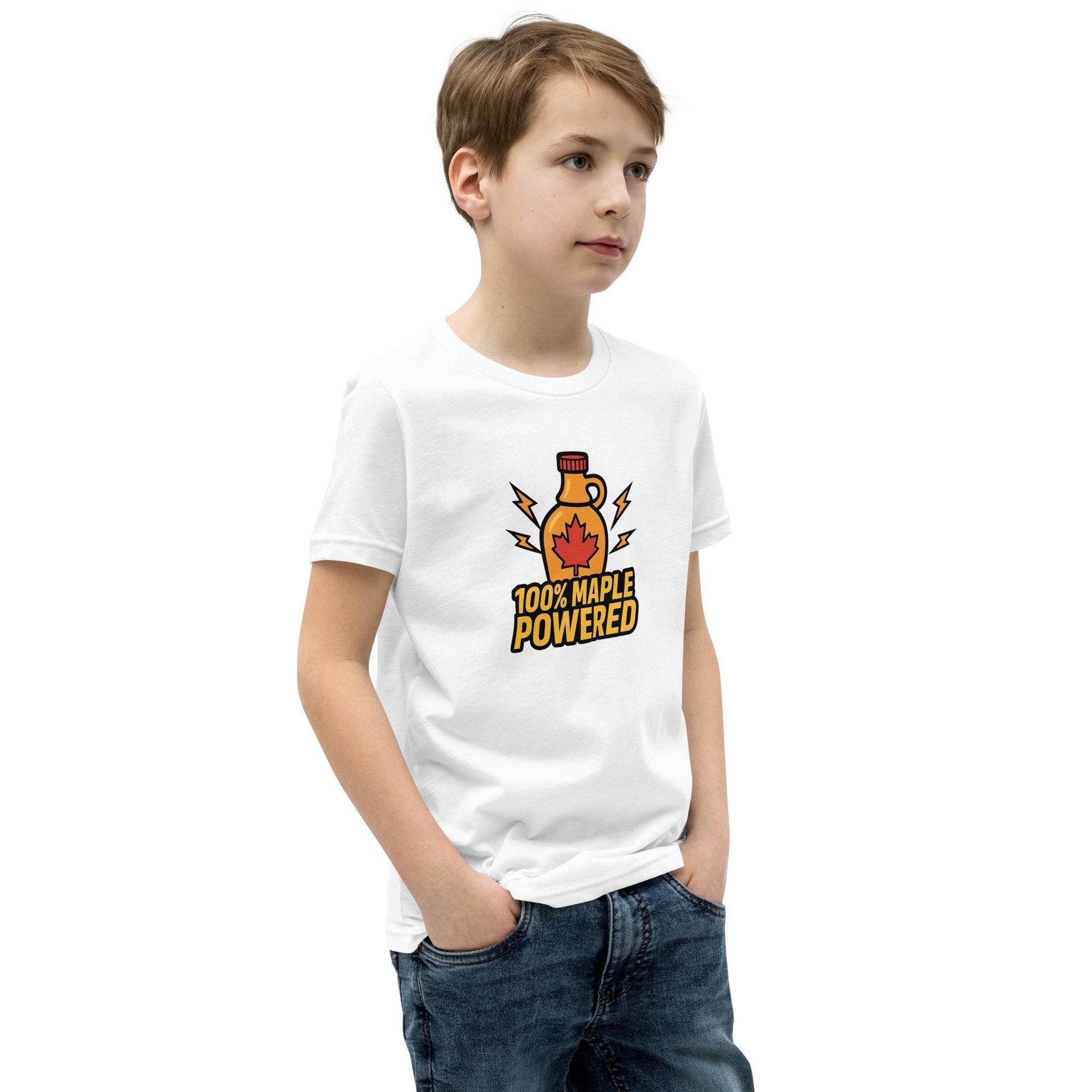 100% Maple Powered Youth Short Sleeve T-Shirt  from Rare Plus Apparel – unique movie & pop culture inspired design.