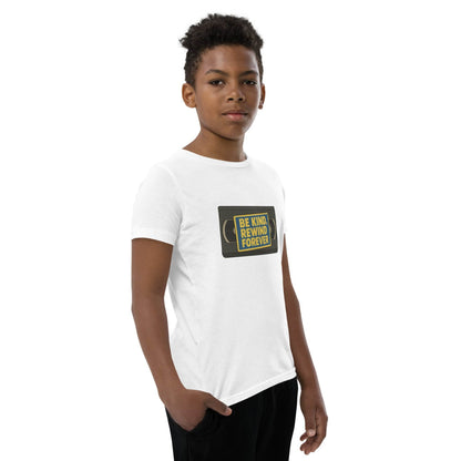 Be Kind, Rewind Forever Youth Short Sleeve T-Shirt  from Rare Plus Apparel – unique movie & pop culture inspired design.