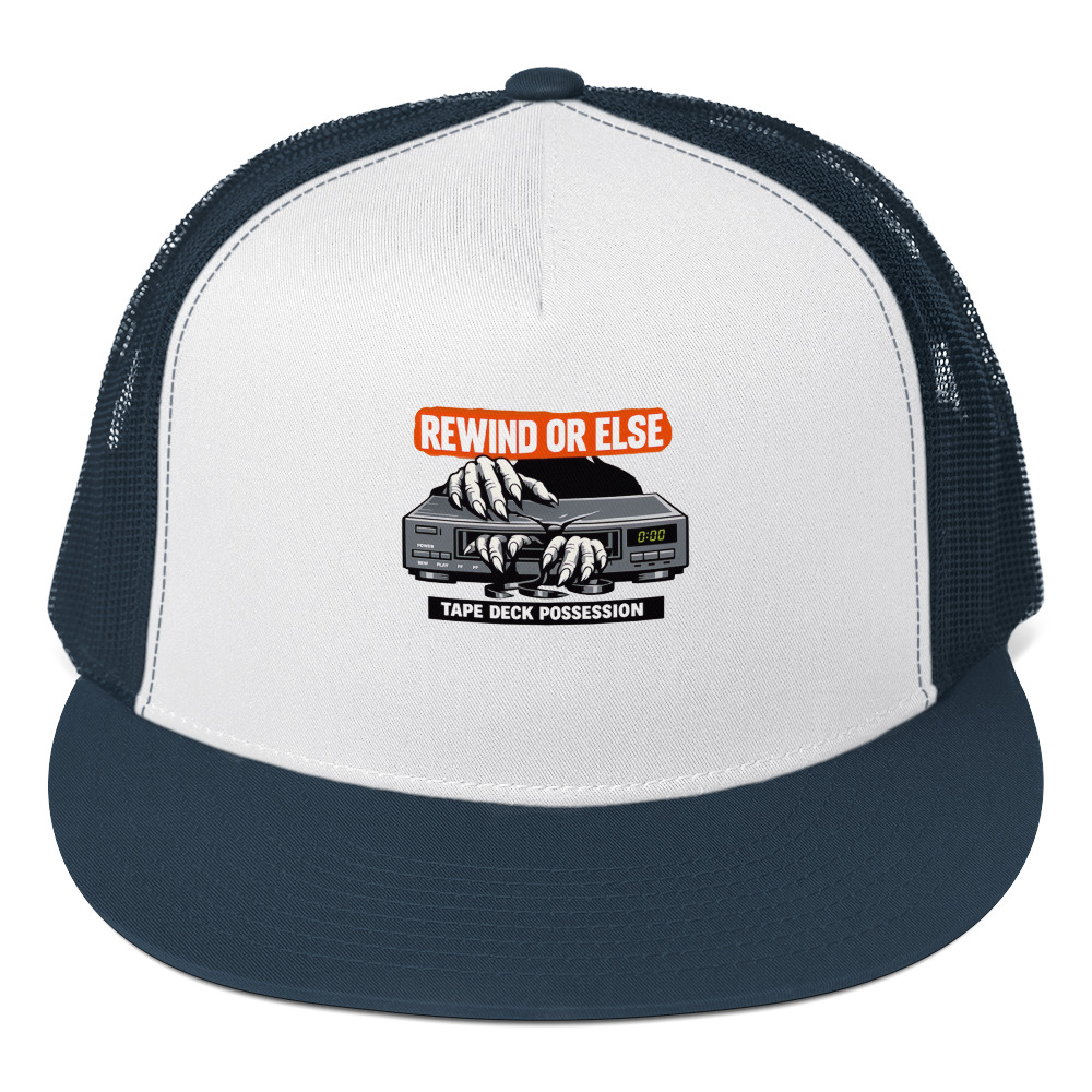 REWIND OR ELSE: Tape Deck Possession Trucker Cap - Shop Now at Rare Plus Apparel REWIND OR ELSE: Tape Deck Possession Trucker Cap - Image 5
