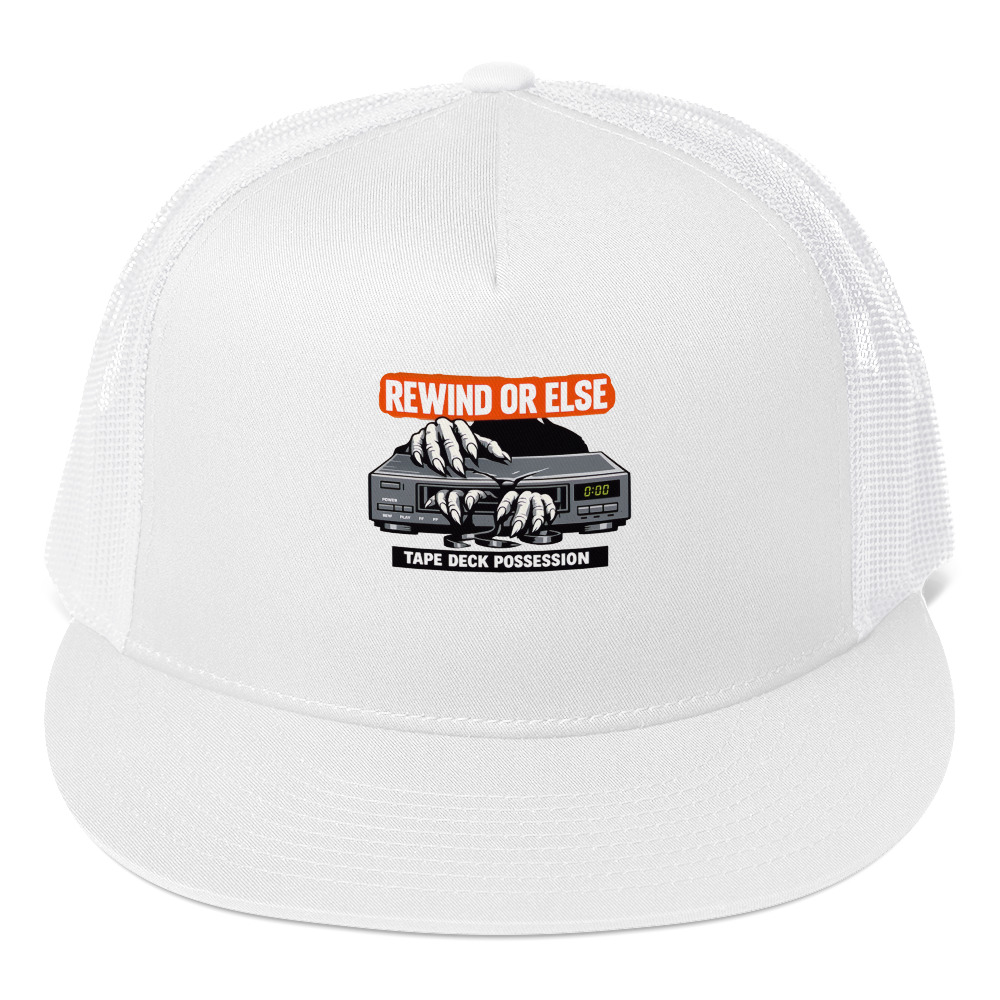 REWIND OR ELSE: Tape Deck Possession Trucker Cap - Shop Now at Rare Plus Apparel REWIND OR ELSE: Tape Deck Possession Trucker Cap - Image 6