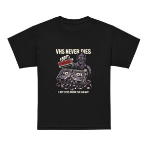 Home - Shop Now at Rare Plus Apparel VHS NEVER DIES: Late Fees From the Grave Youth t-shirt