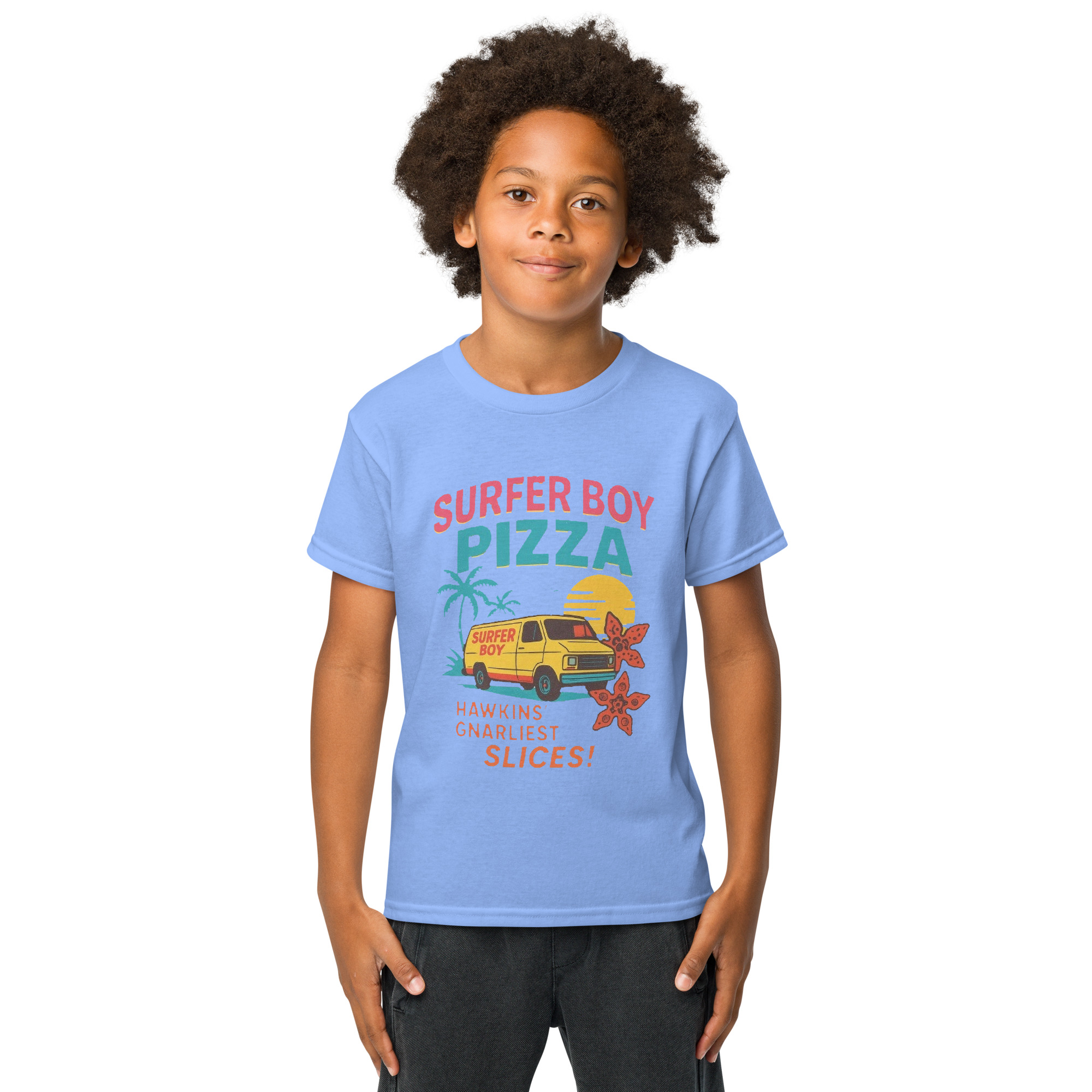 Stranger Things Surfer Boy Pizza Youth t-shirt - Shop Now at Rare Plus Apparel Stranger Things Surfer Boy Pizza Youth t-shirt - Image 19
