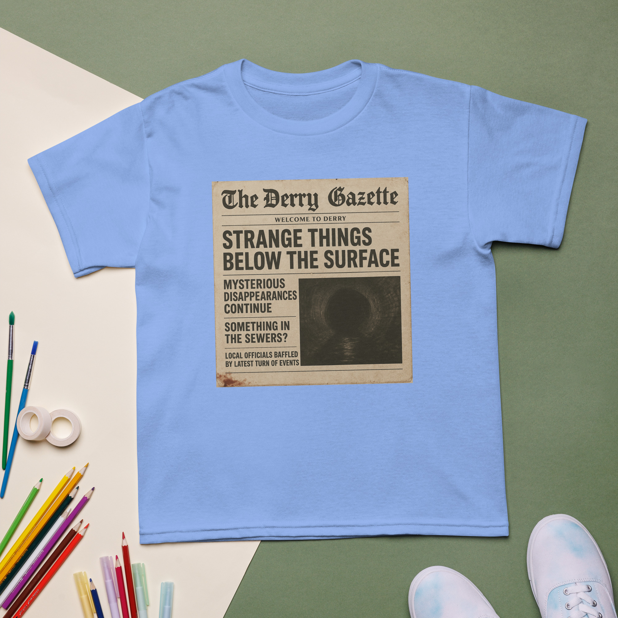 “The Derry Gazette” (Strange Things Below the Surface) Youth t-shirt - Shop Now at Rare Plus Apparel “The Derry Gazette” (Strange Things Below the Surface) Youth t-shirt - Image 4