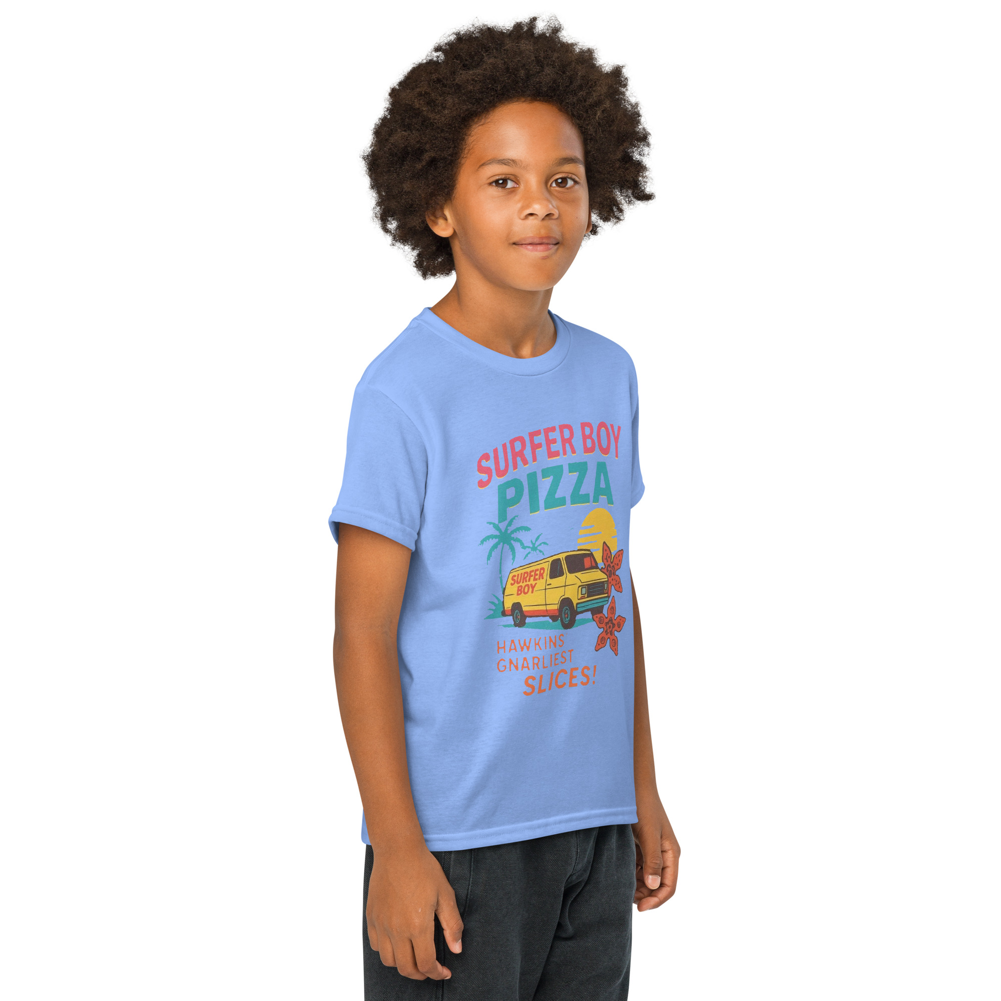 Stranger Things Surfer Boy Pizza Youth t-shirt - Shop Now at Rare Plus Apparel Stranger Things Surfer Boy Pizza Youth t-shirt - Image 22