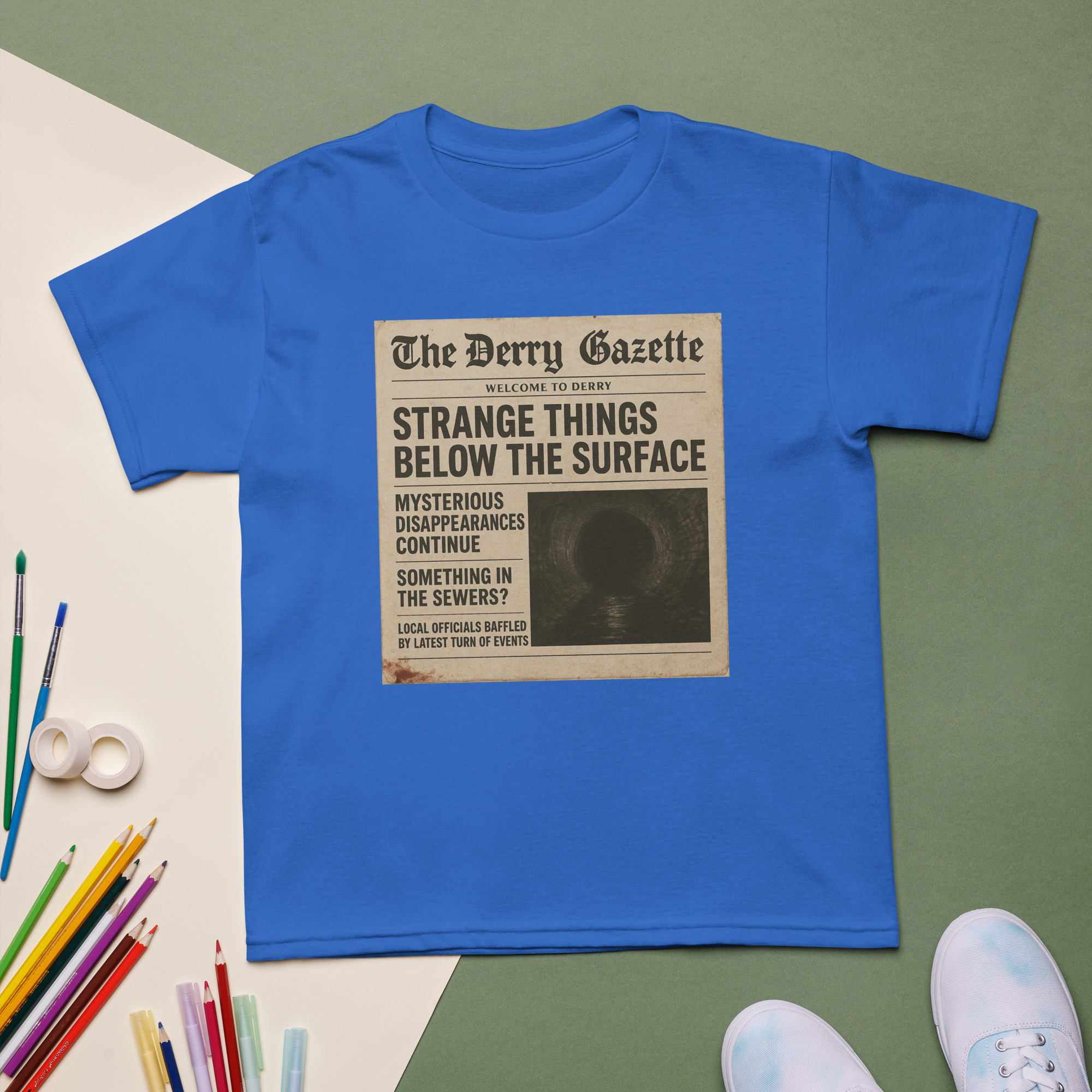 “The Derry Gazette” (Strange Things Below the Surface) Youth t-shirt - Shop Now at Rare Plus Apparel “The Derry Gazette” (Strange Things Below the Surface) Youth t-shirt - Image 3
