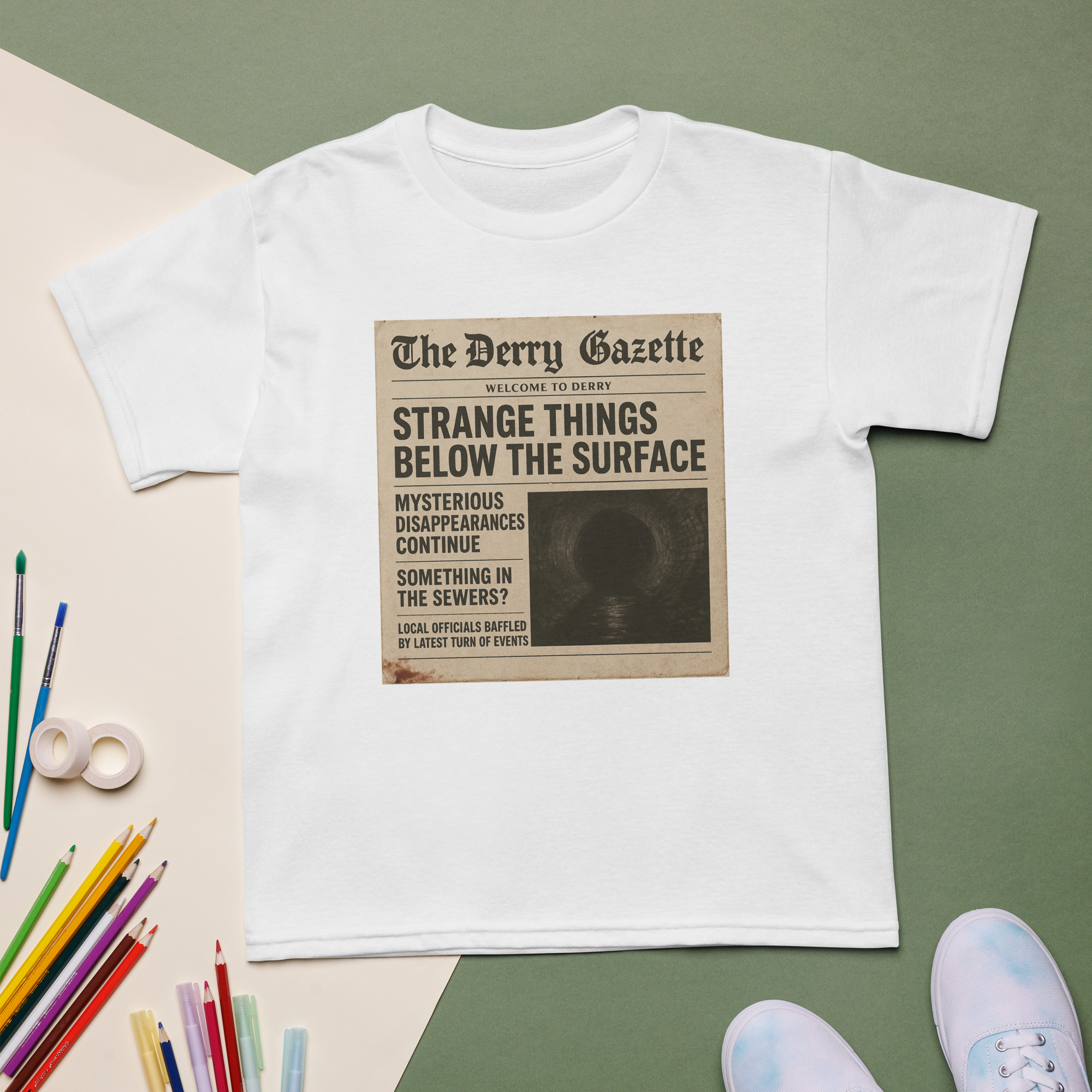 “The Derry Gazette” (Strange Things Below the Surface) Youth t-shirt - Shop Now at Rare Plus Apparel “The Derry Gazette” (Strange Things Below the Surface) Youth t-shirt - Image 5