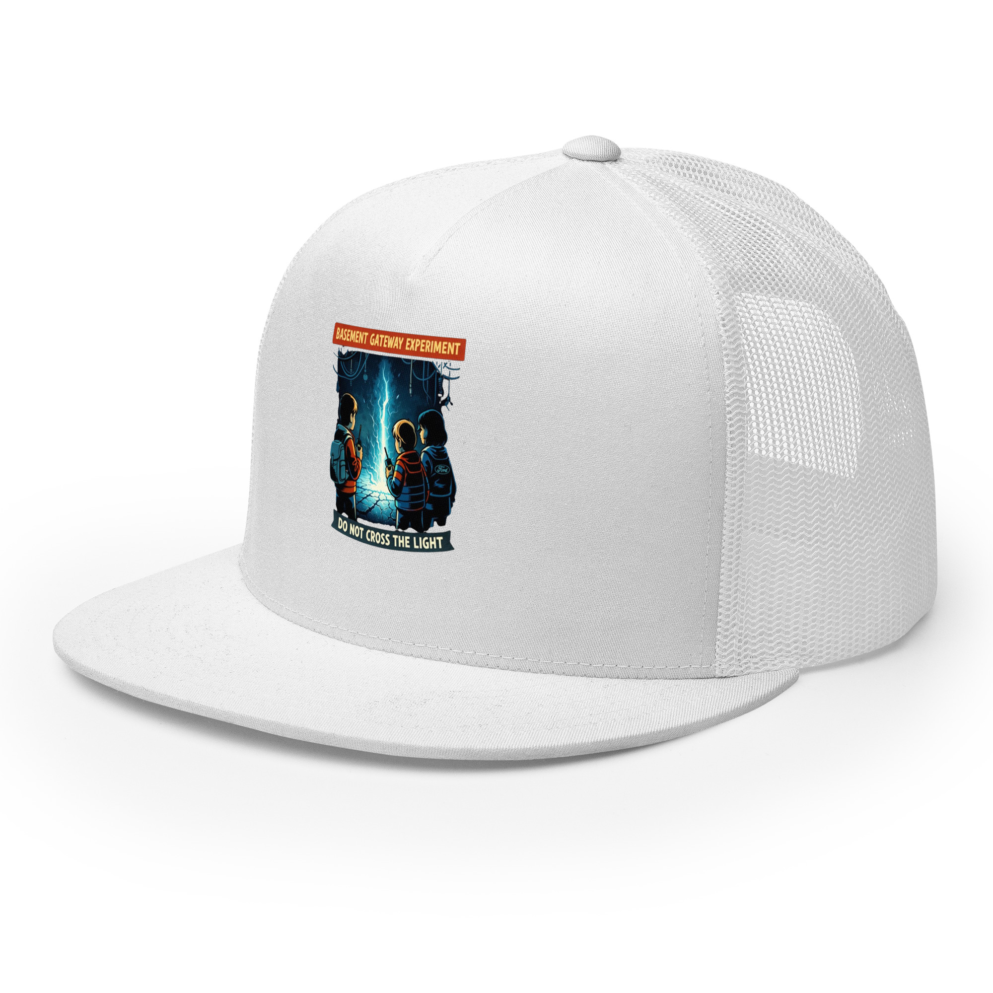 Basement Gateway Experiment (Stranger-Things-Inspired Fan Art) Trucker Cap - Shop Now at Rare Plus Apparel Basement Gateway Experiment (Stranger-Things-Inspired Fan Art) Trucker Cap - Image 46
